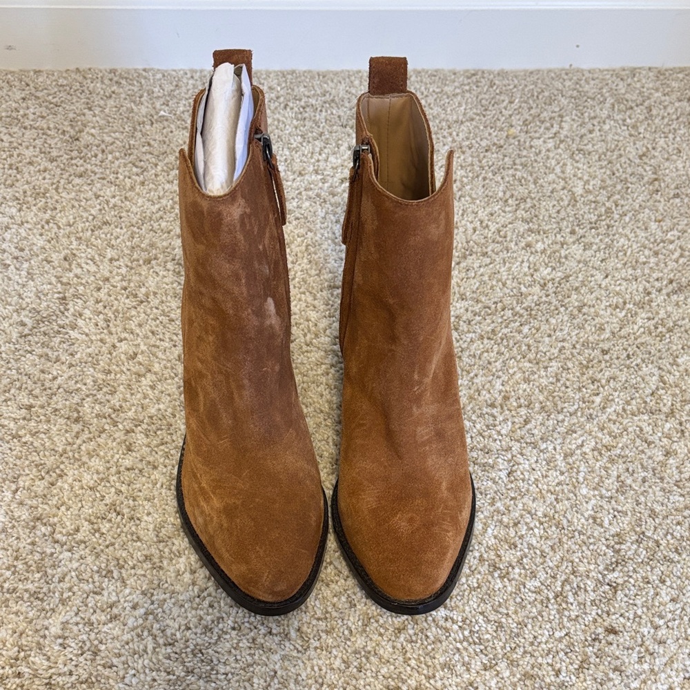 Brown Suede Ankle Boots. NWT
